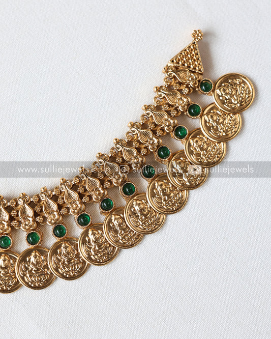 Sullie Basic - Coin Traditional Green Necklace with Stud