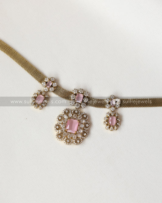 Stone Chain Choker with Earrings