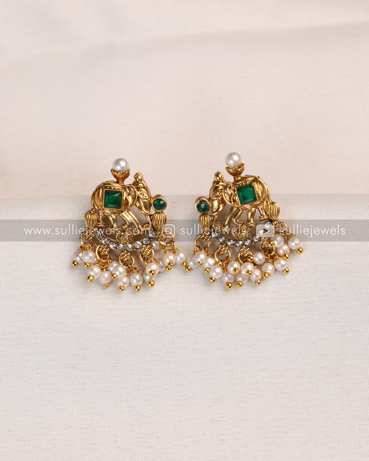 Green Elephant & Flower Coin Layered Combo ( 4 piece )