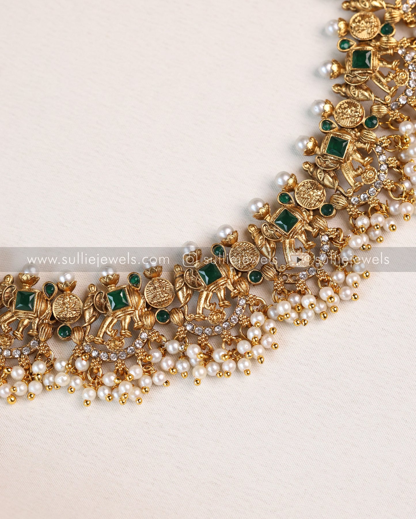 Green Elephant & Flower Coin Layered Combo ( 4 piece )