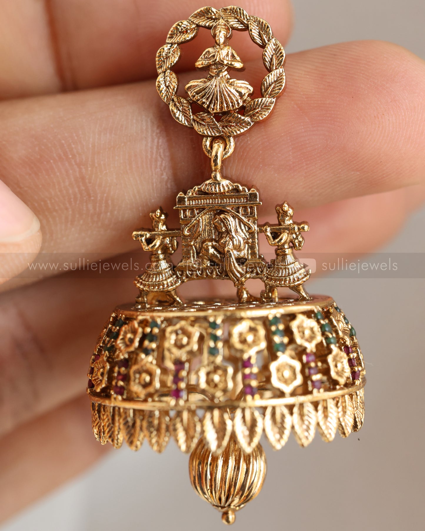 E1220 - Palakk Design Antique Bell Jhumka