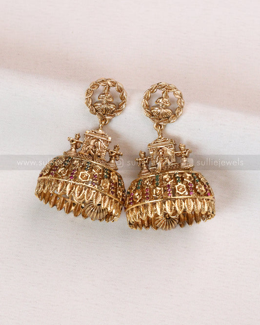 E1220 - Palakk Design Antique Bell Jhumka