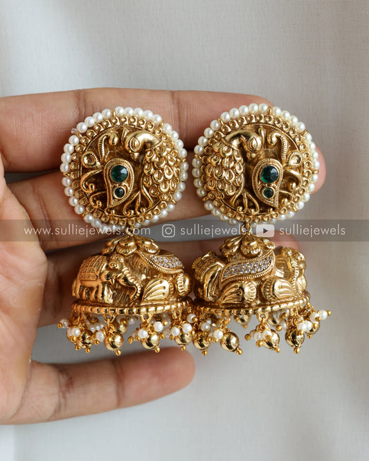 Peacock Pearl Detailed Jhumka