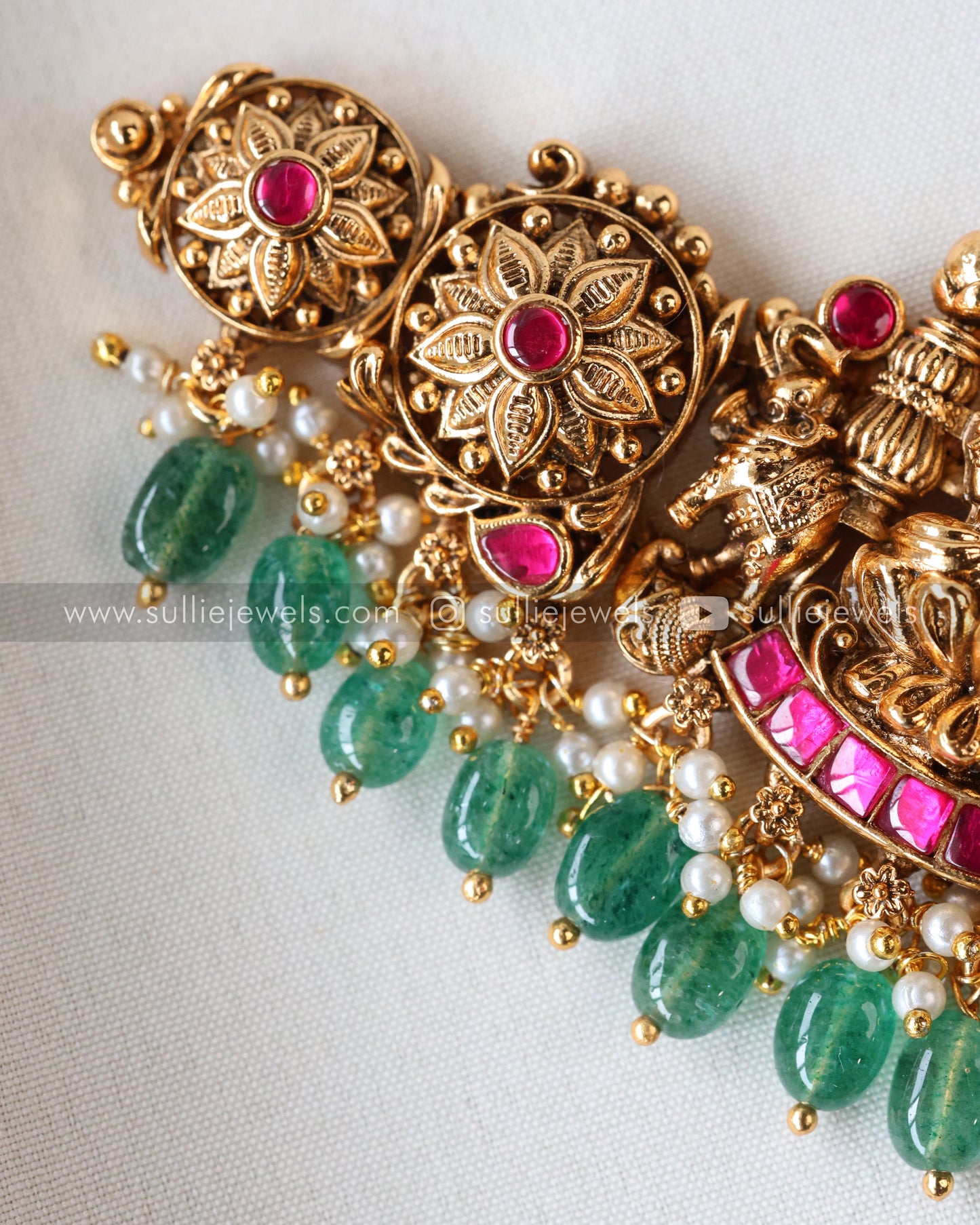 Lakshmi Premium Copper Gold Choker with Stud - Mint Beads