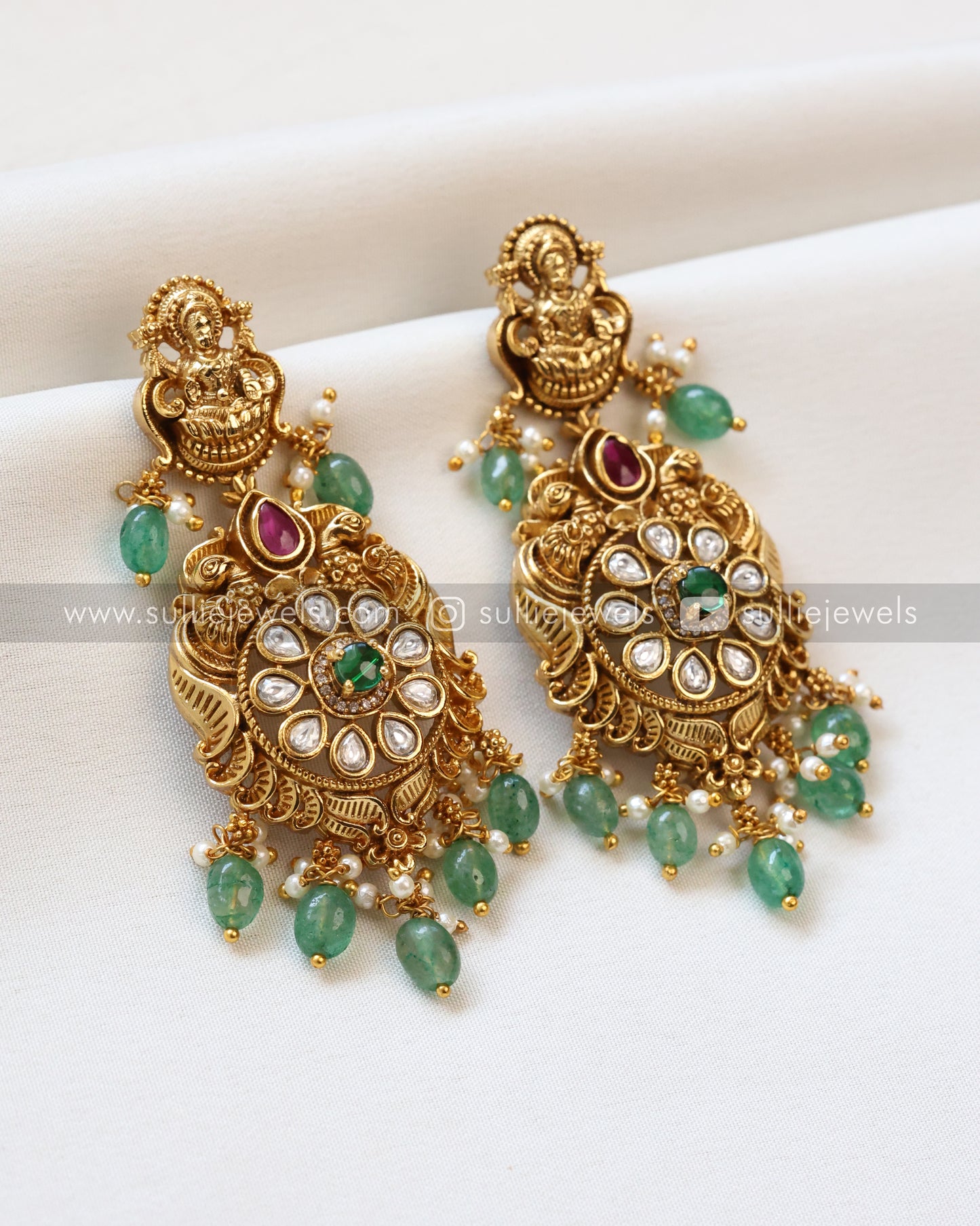 Goddess Premium Necklace with Earring - Mint Beads