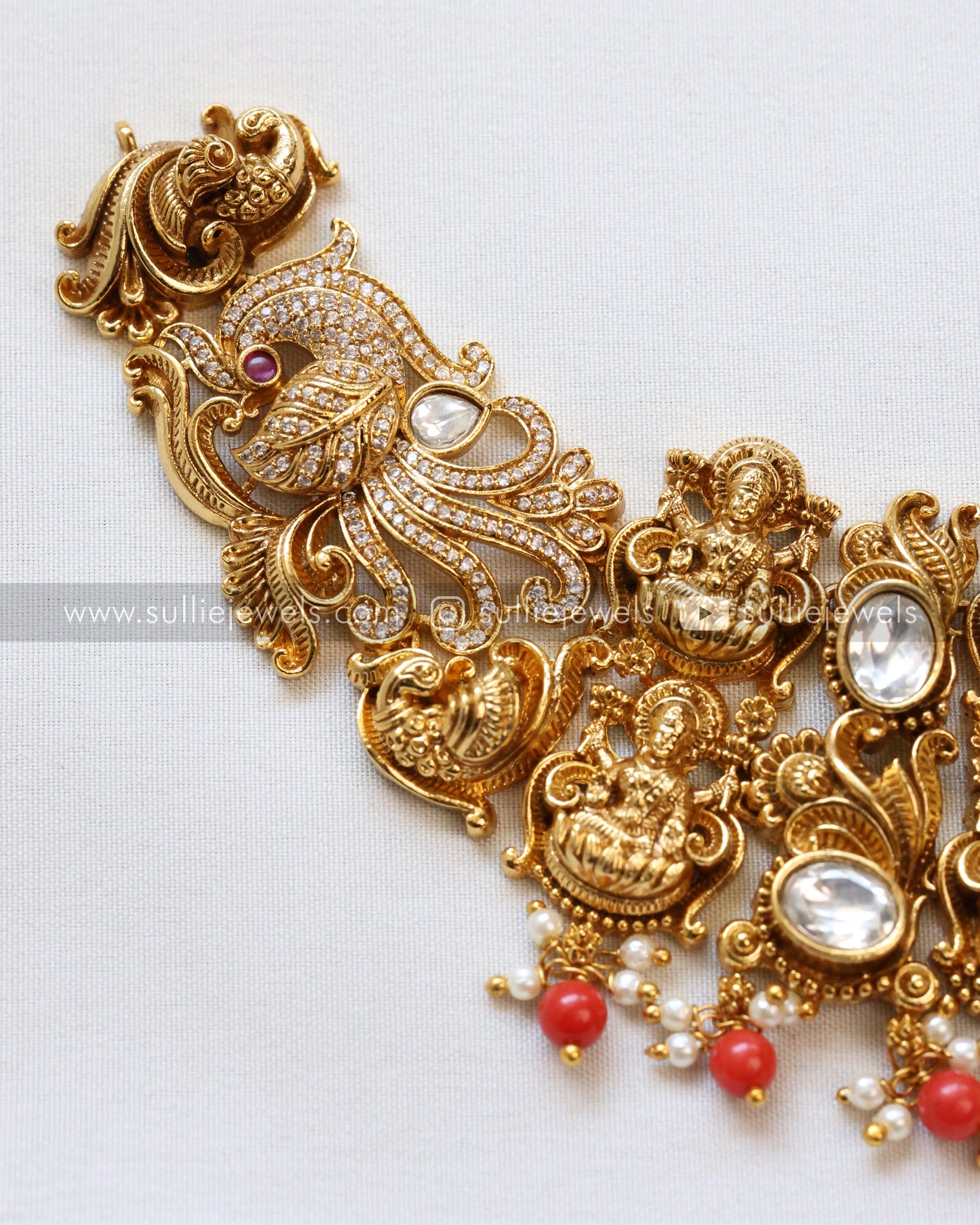 Goddess Premium Necklace with Earring - Orange Beads