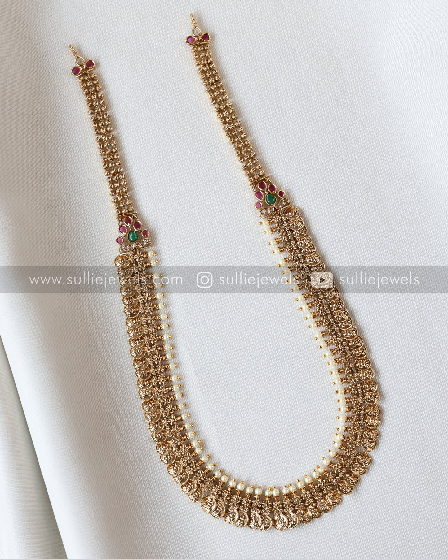 Designer Pearl & Coin Stone Haram with Stud