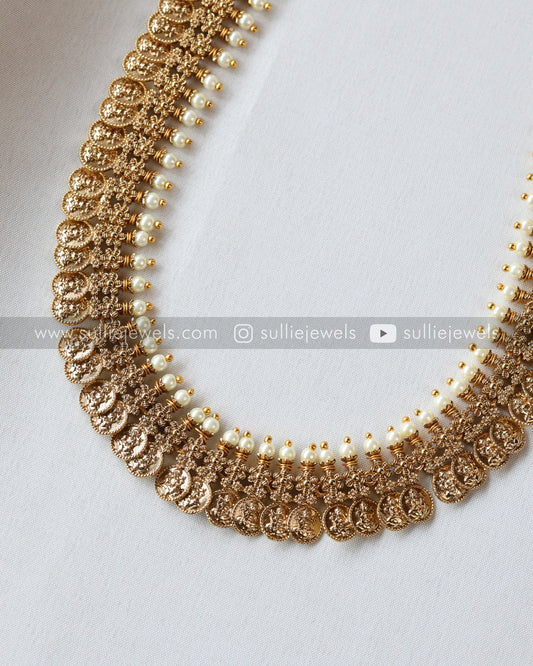 7081 - Designer Pearl & Coin Stone Haram with Stud