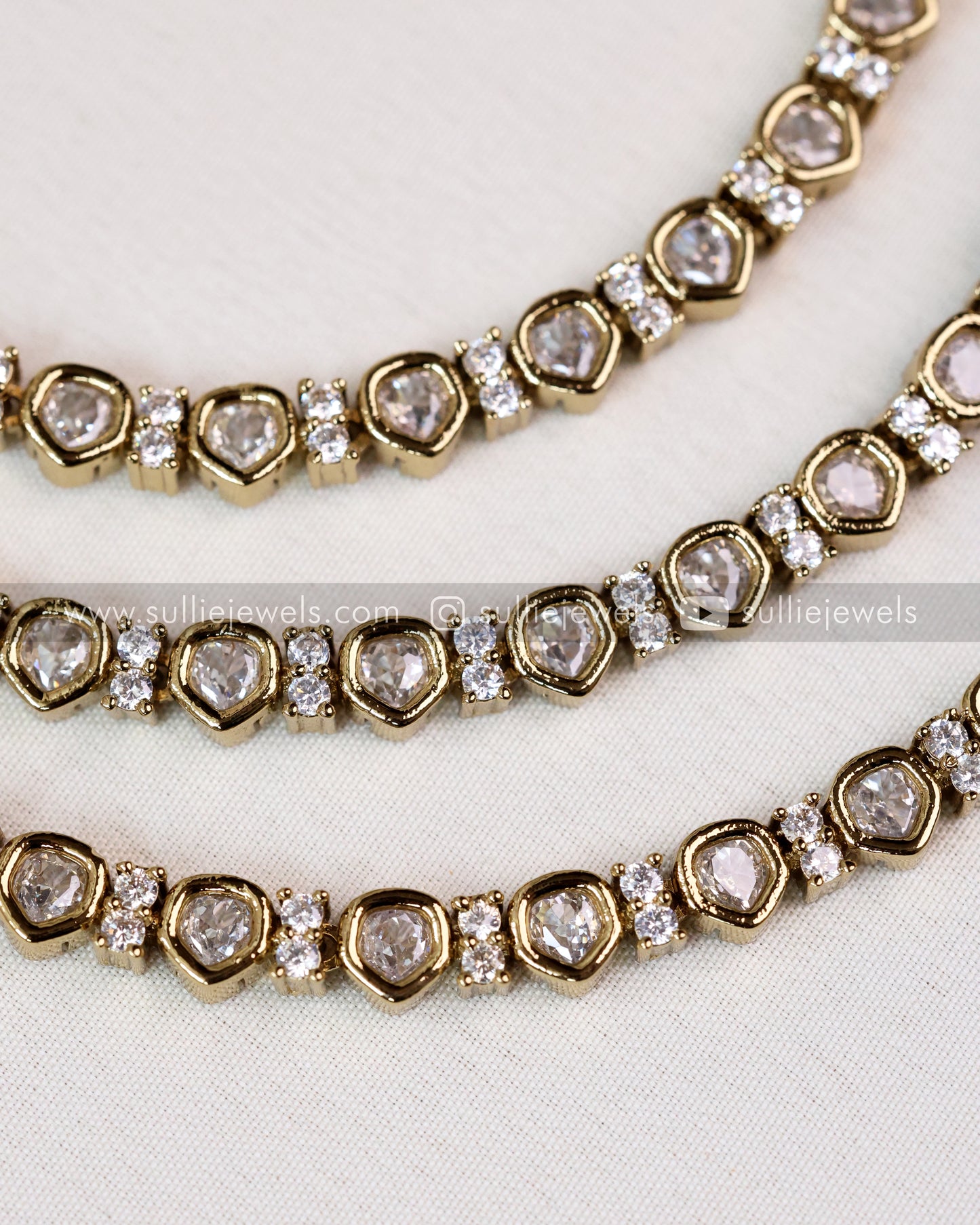 3 layered Moissanite Victorian Necklace with Studs
