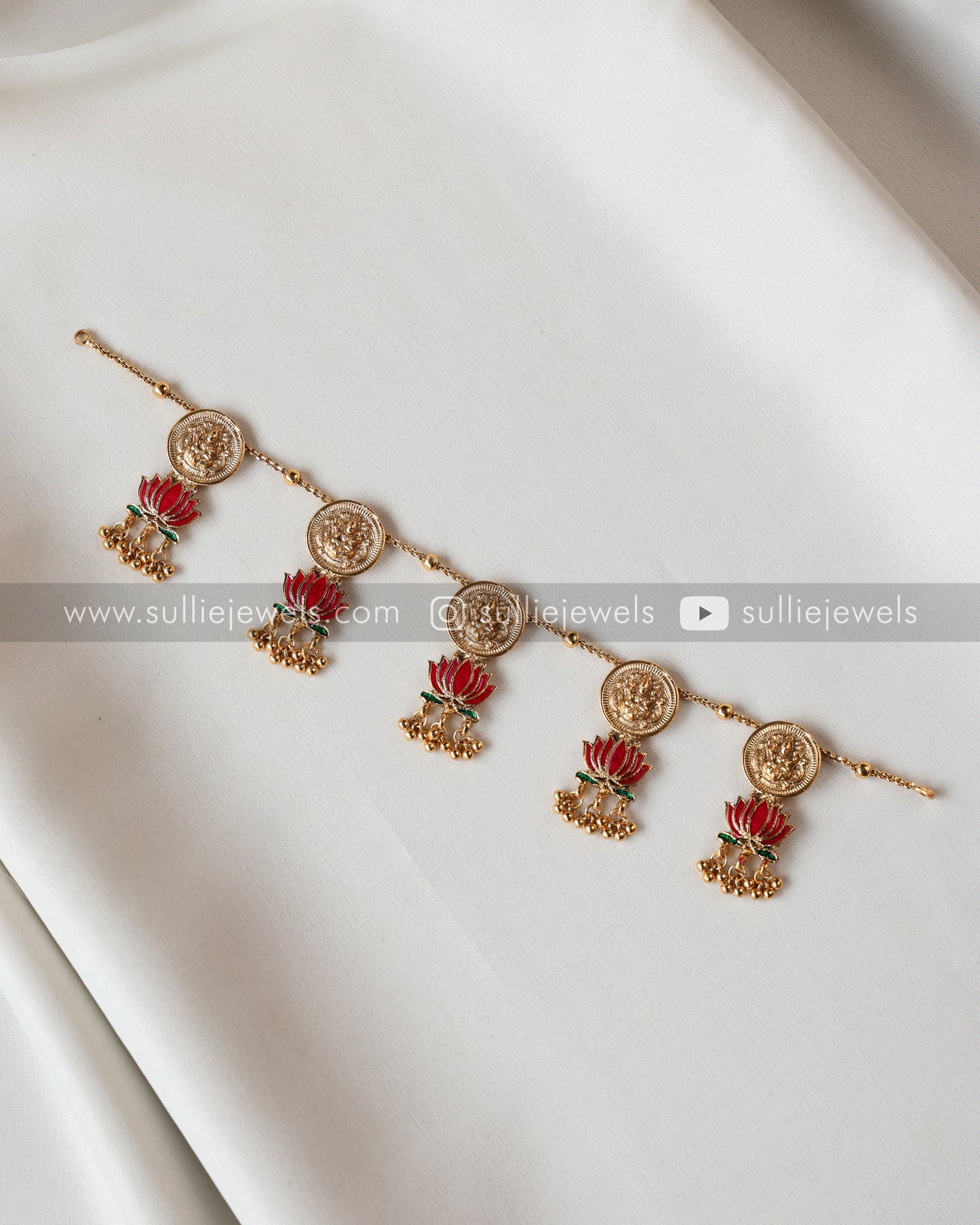 Sullie Basic - Lakshmi Coin Lotus Necklace with Earring