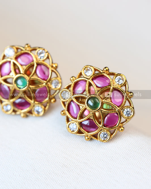Premium Multi Stone Floral Stud