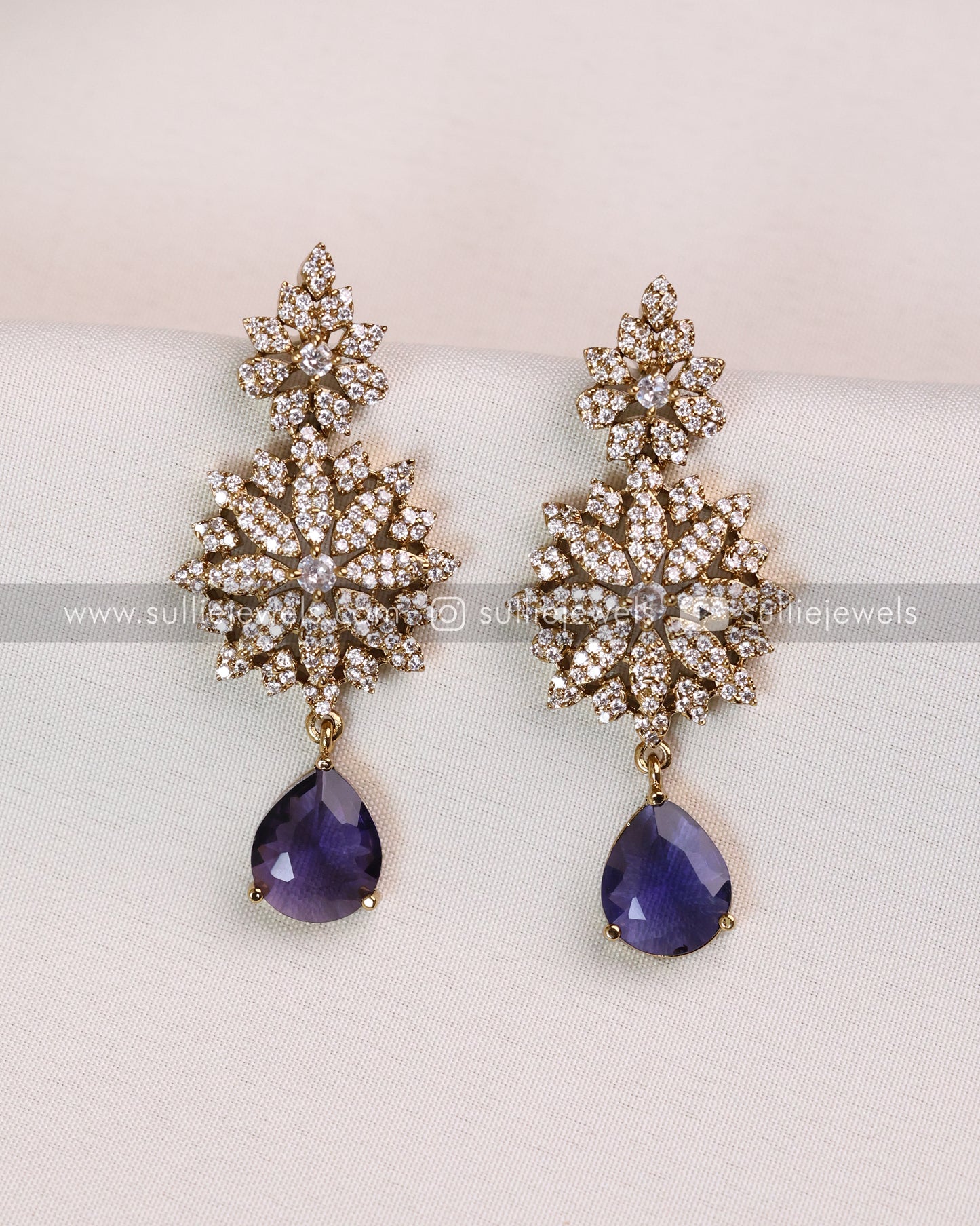 Raindrop Premium Stone Necklace with Earring