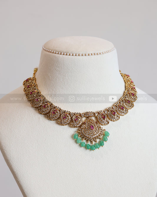 3620 - Ruby & Diamond Mango Necklace with Stud