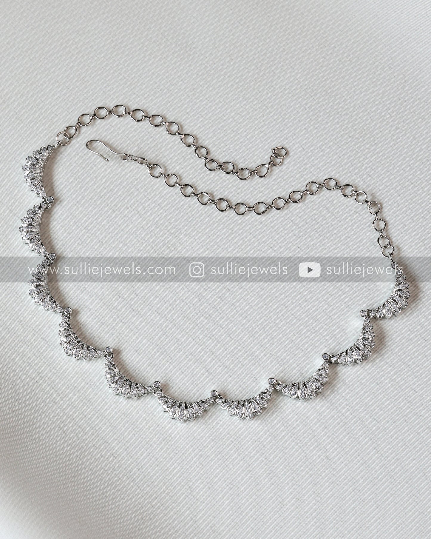 Crescent Moon Silver Necklace with Stud