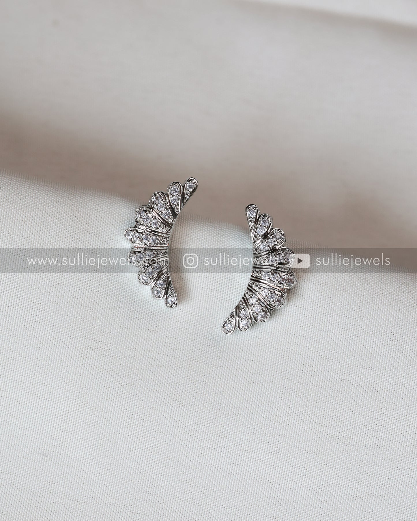 Crescent Moon Silver Necklace with Stud