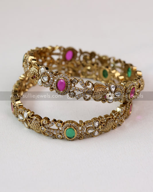 Multicolour Peacock Bangle - Set of 2