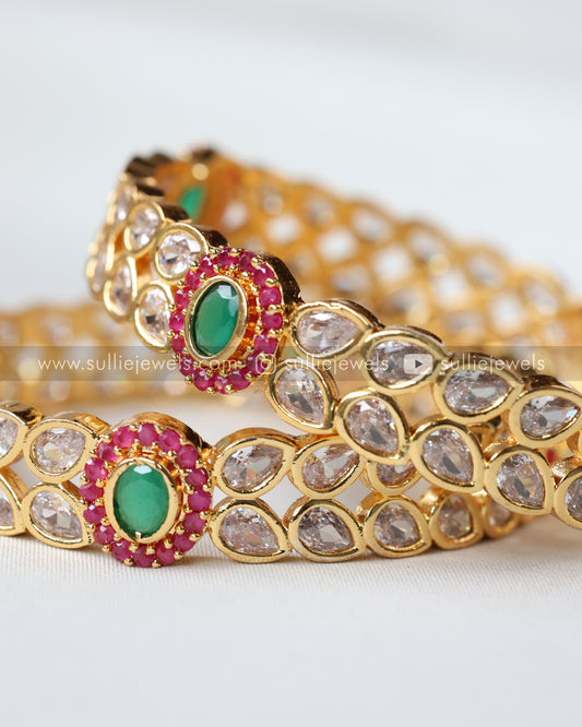 Premium Leaf Stone Bangle - Set of 2