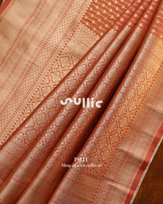 Banarasi Crepe Silk Saree in Rust Orange