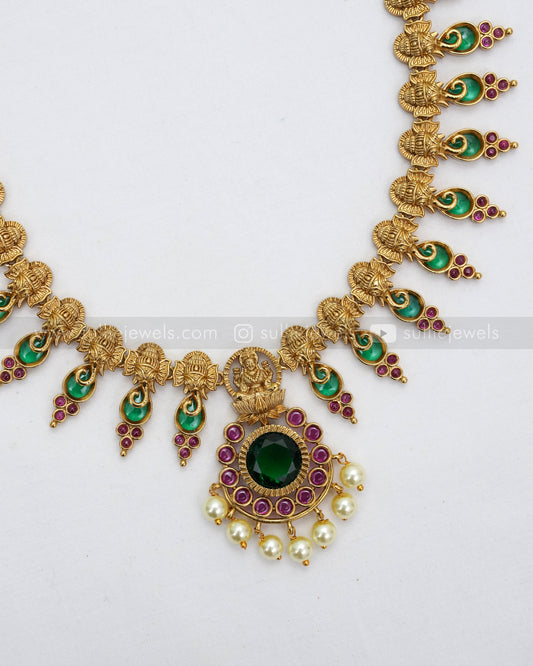 3584 - Lakshmi Premium Palakka Necklace with Earrings