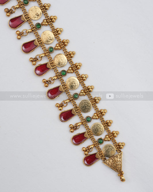 Sullie Basic - Palakka Ruby Coin Choker with Stud