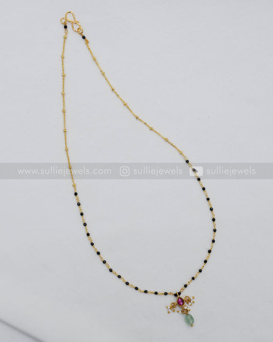 3617 - Minimal Kemp Stone Mangalsutra with Mint Beads