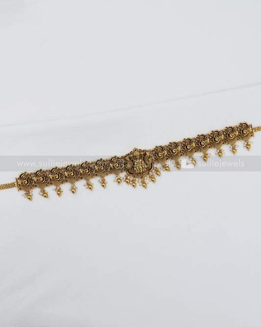 H197 - Premium Nagas Peacock Goddess Hipchain with Gold Beads