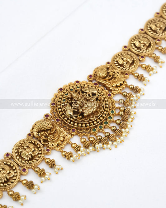 H194 - Peacock Nagas Premium Goddess Hipchain with Gold Beads