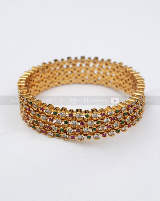 9015 - Multicolour Minimal Stone Bangle - Set of 4