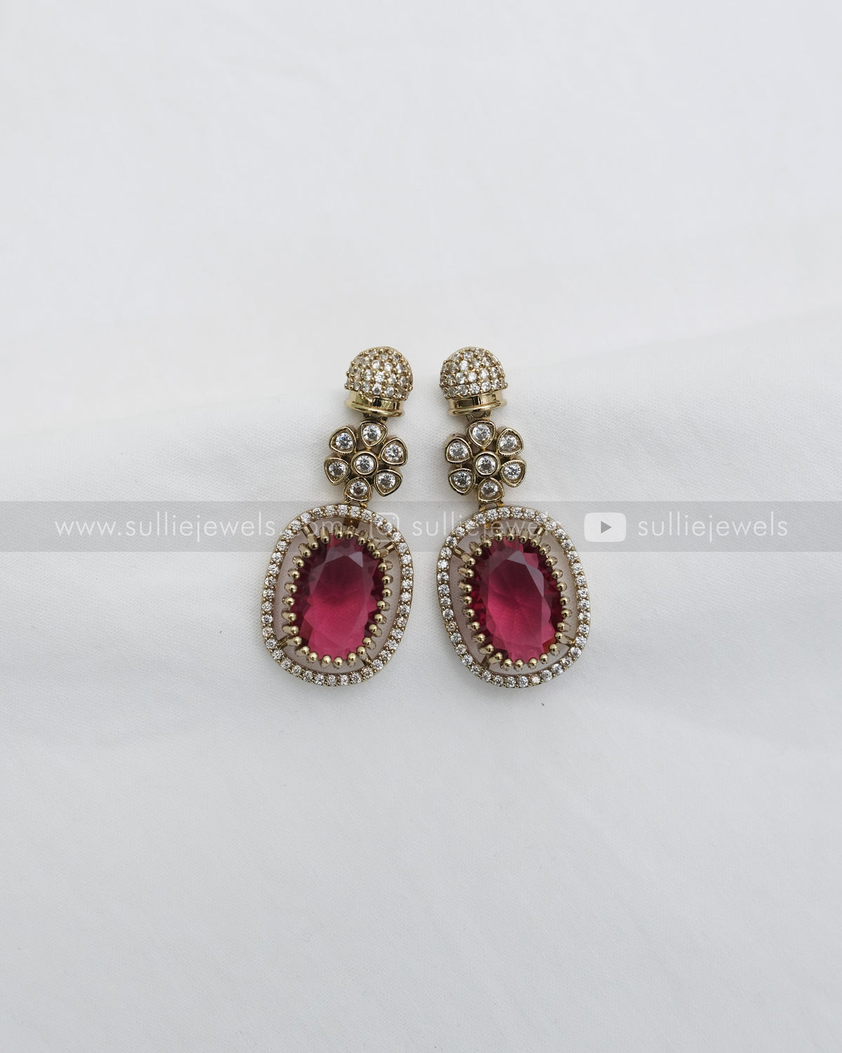 Ruby Premium Victorian Pendant Necklace with Earring