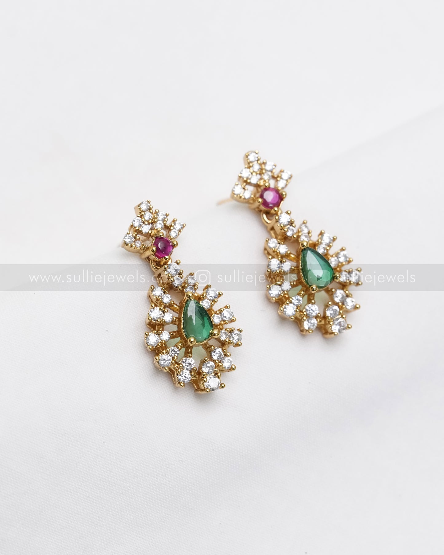 3619 - Green & Ruby AD Stone Hasli with Stud