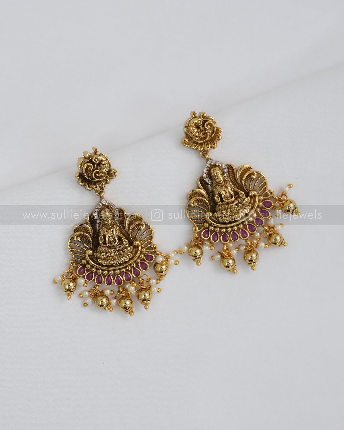 Goddess Ruby Long Chain / Haaram with Earring