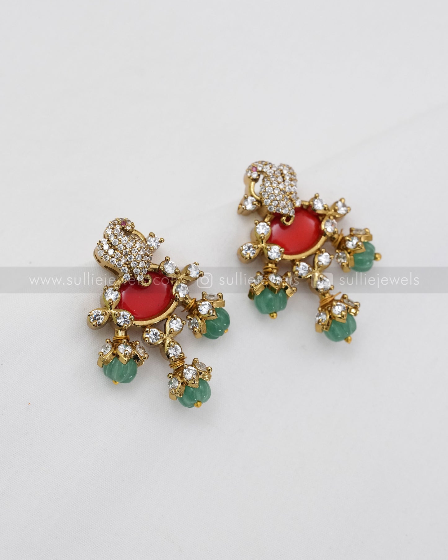 Orange Centre Stone AD Choker with Earring