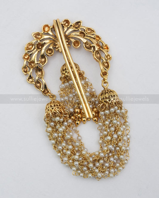 Floral Pearl Designer Hair Brooch - No Idol