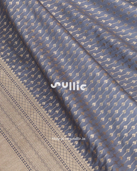 Banarasi Crepe Silk Saree in Blue Grey
