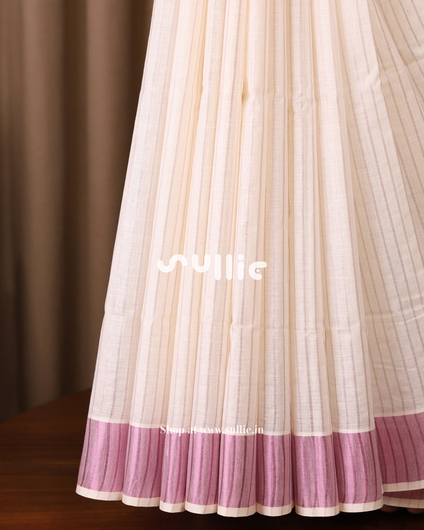 Lilac Silver Zari Lines Kerala Saree | Onam Saree