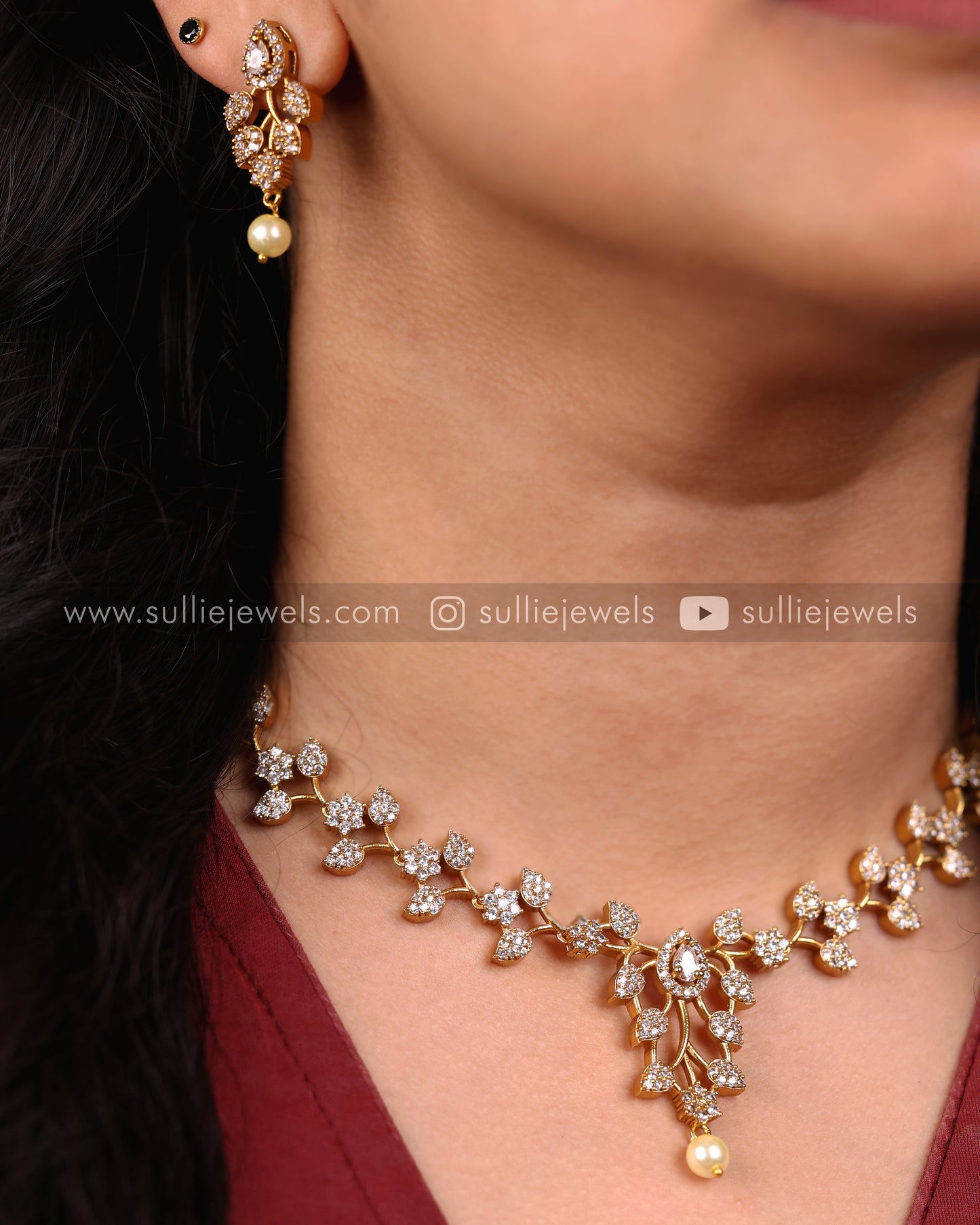 Floral Leaf AD Necklace Set