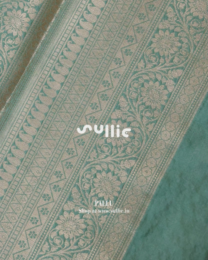Banarasi Tussar Silk Saree in Aqua Splash / Blue-Green