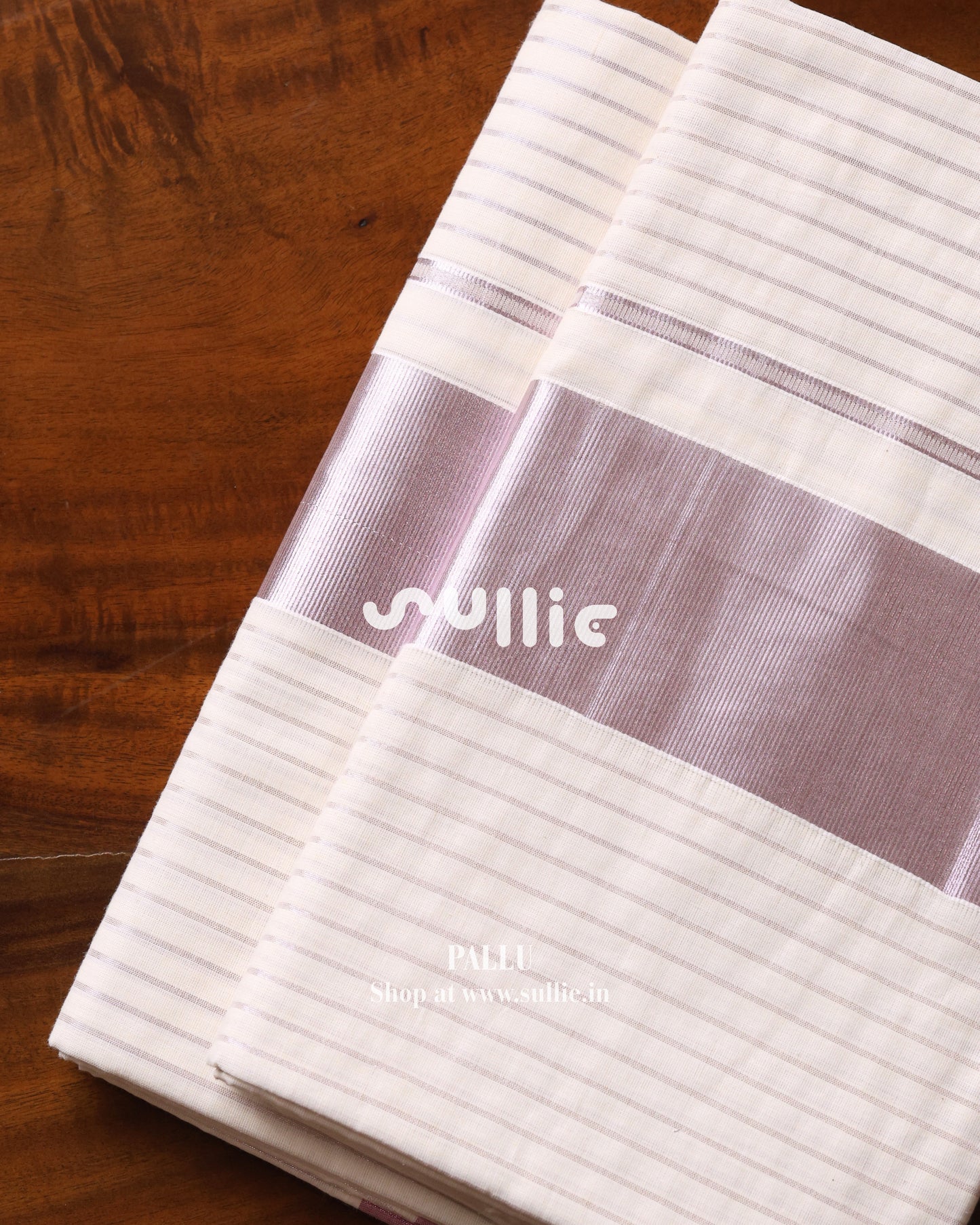 Lilac Silver Zari Lines Kerala Saree | Onam Saree
