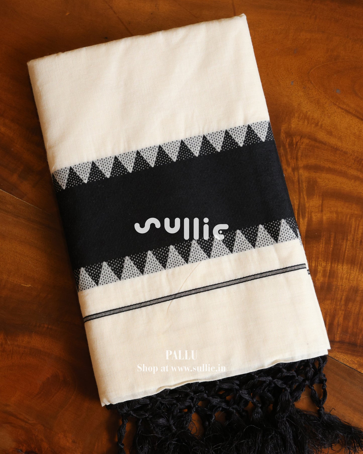 Off-White Black Kerala Cotton Saree | Onam Saree