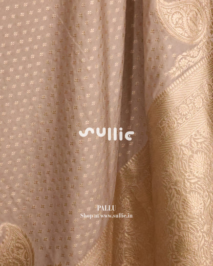 Banarasi Crepe Silk Saree in Champagne Beige