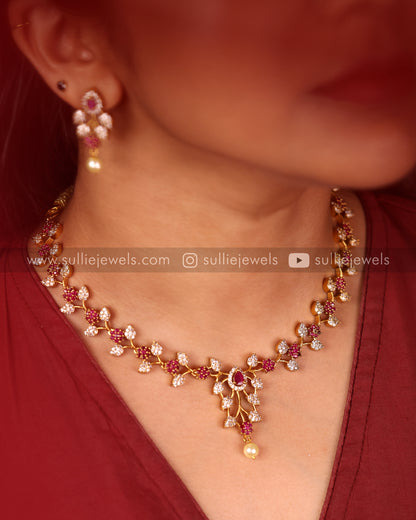 Floral Leaf AD Necklace Set