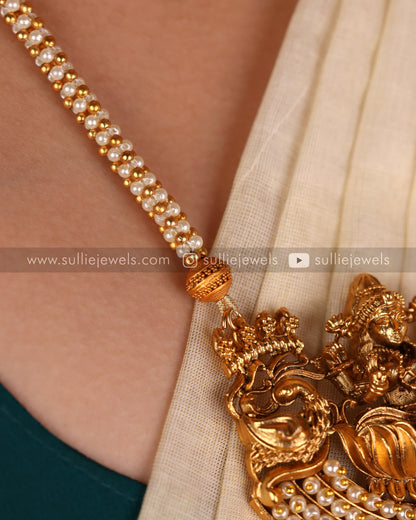 Lakshmi Gold & Pearl Pendant Set