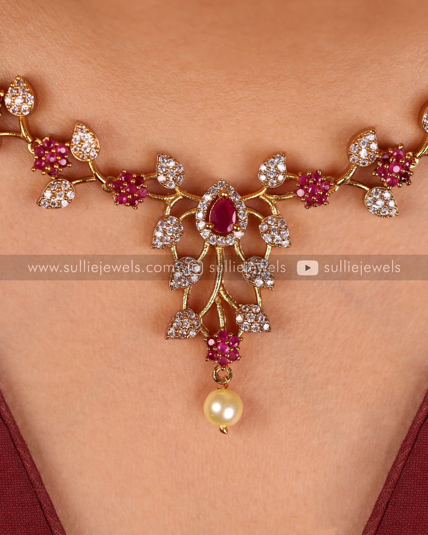 Floral Leaf AD Necklace Set