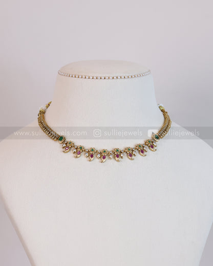 AD Gold Mango Coin Lakshmi Minimal Bridal Combo ( 8 piece )