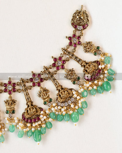 Goddess Designer Mint Beads Necklace with Earring