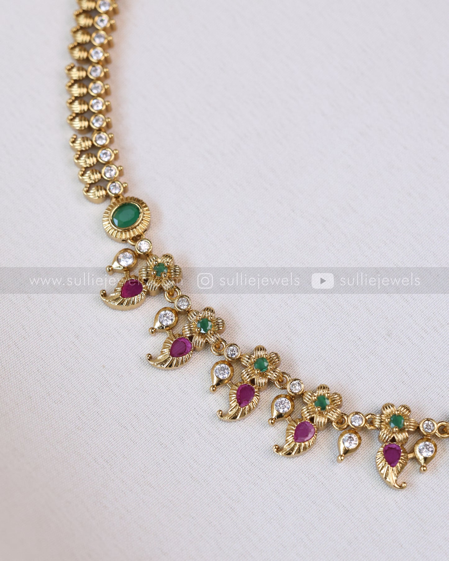 AD Gold Mango Coin Lakshmi Minimal Bridal Combo ( 8 piece )
