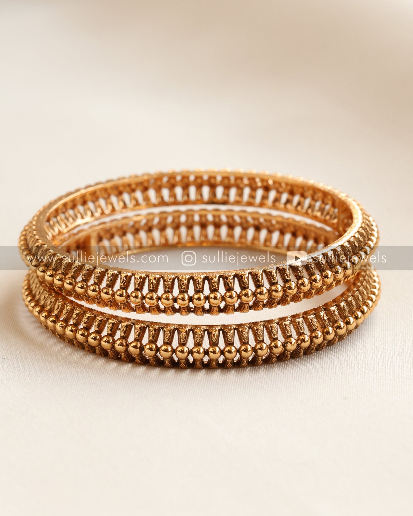 Gold Stripe Bangle - Set of 2