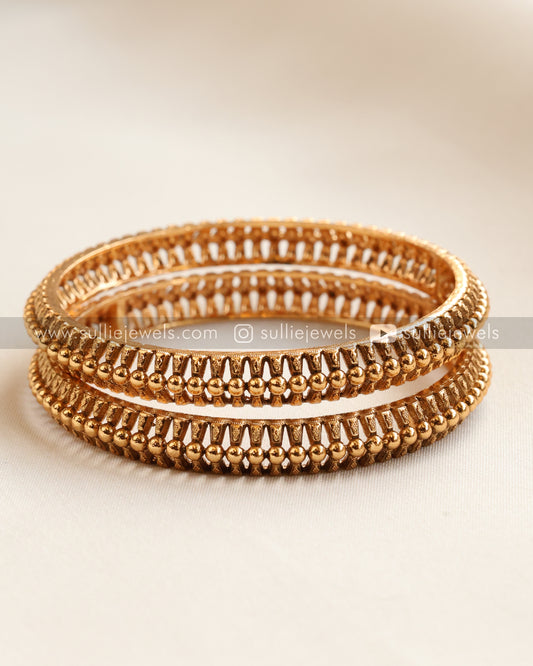Gold Stripe Bangle - Set of 2