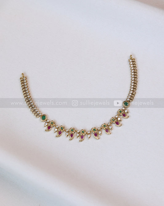 3706 - AD Gold Minimal Mango Necklace with Stud