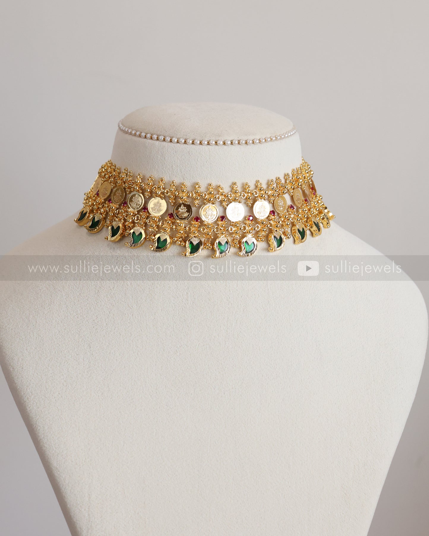2147 - Double Layer Gold Plated Coin & Palakka Mango Choker